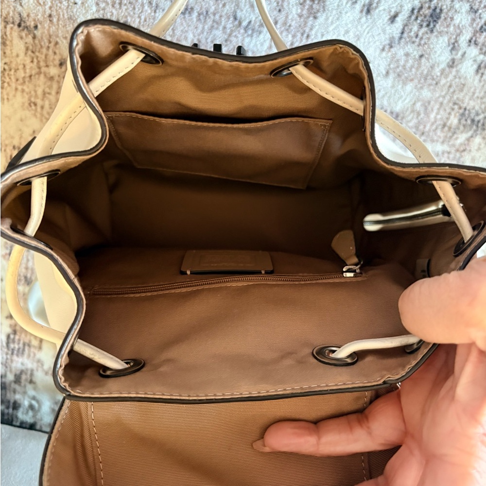 Coach Cream Leather Drawstring Backpack - image 5